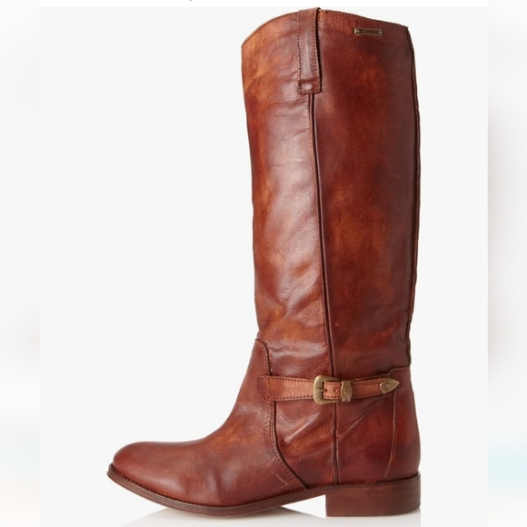 Diesel D. Day Brown Leather Knee High Boots Size 40 US 9 Western Boho - Picture 1 of 13